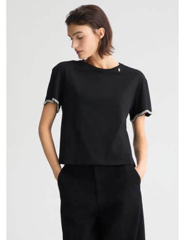 WA5182 22222 T SHIRT DONNA LIU JO CON STRASS MAGLIA MAGLIETTA LOGO WOMAN