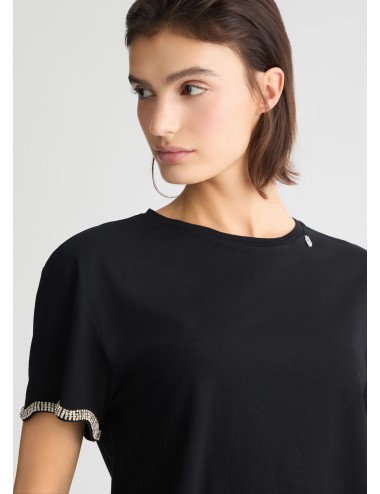 WA5182 22222 T SHIRT DONNA LIU JO CON STRASS MAGLIA MAGLIETTA LOGO WOMAN