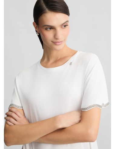 WA5182 11110 T SHIRT DONNA LIU JO CON STRASS MAGLIA MAGLIETTA LOGO WOMAN