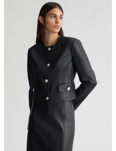 WA5225 GIACCA LIU JO TESSUTO SPALMATO ECO PELLE EFFETTO PELLE GIUBBINO DONNA
