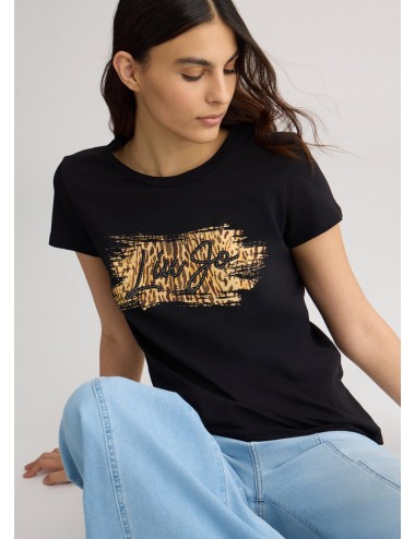 WA5240 M9623 T SHIRT DONNA LIU JO MAGLIA MAGLIETTA CON LOGO E STAMPA GIROCOLLO