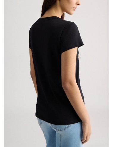 WA5240 M9623 T SHIRT DONNA LIU JO MAGLIA MAGLIETTA CON LOGO E STAMPA GIROCOLLO