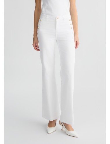 WA5459 11111 PANTALONE DONNA LIU JO PANTALONI FLARE CON BOTTONI VITA ALTA WOMAN