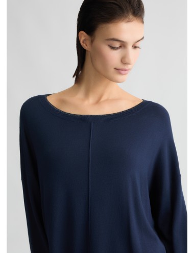 WXX054 93921 MAGLIA DONNA IN LUREX MAGLIETTA A SCATOLA TINTA UNITA CON LOGO