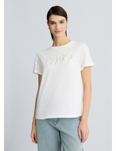 WA5007 M9512 T SHIRT CON LOGO LIU JO MAGLIA MAGLIETTA GIROCOLLO DONNA WOMAN