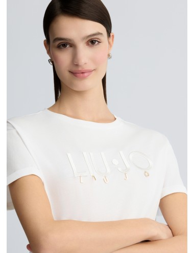 WA5007 M9512 T SHIRT CON LOGO LIU JO MAGLIA MAGLIETTA GIROCOLLO DONNA WOMAN