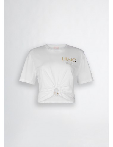 WA5139 M9513 T SHIRT DONNA LIU JO MAGLIA CORTA CON LOGO GIROCOLLO CROPPED WOMAN