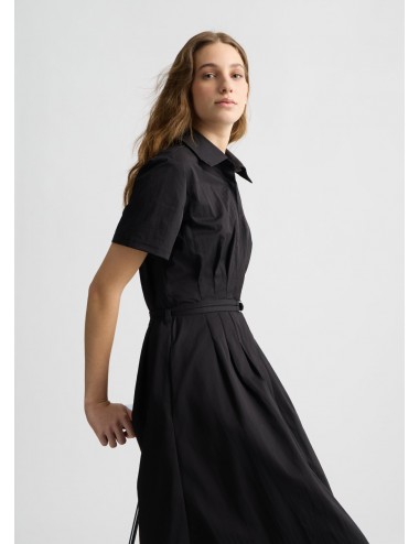 WA5429 ABITO DONNA LIU JO VESTITO CHEMISIER NYLON NERO CON CINTURA ABITINO WOMAN