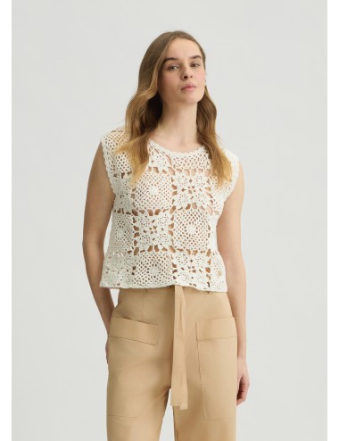 WA5209 10701 MAGLIA LIU JO TOP IN CROCHET DONNA MAGLIETTA SOTTOGIACCA SHIRT