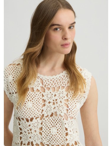 WA5209 10701 MAGLIA LIU JO TOP IN CROCHET DONNA MAGLIETTA SOTTOGIACCA SHIRT
