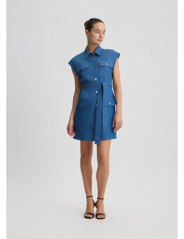WA5509 ABITO DONNA LIU JO VESTITO CORTO IN DENIM ABITINO CON BOTTONI CHEMISIER
