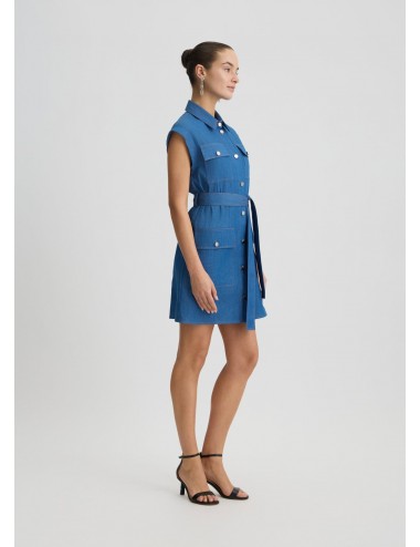 WA5509 ABITO DONNA LIU JO VESTITO CORTO IN DENIM ABITINO CON BOTTONI CHEMISIER
