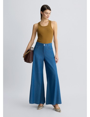 WA5510 PANTALONE DONNA LIU JO JEANS FLARE DENIM LARGO PANTALONE PANATLONI WOMAN
