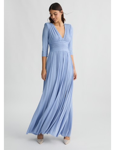 CA5289 ABITO DONNA LIU JO VESTITO LUNGO PLISSE DRESS COLORE AZZURRO ELEGANTE