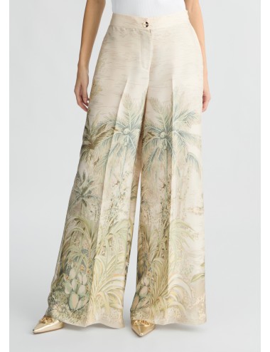 CA5353 M9265 PANTALONE DONNA LIU JO PANTALONI A PALAZZO IN TWILL CON STAMPA