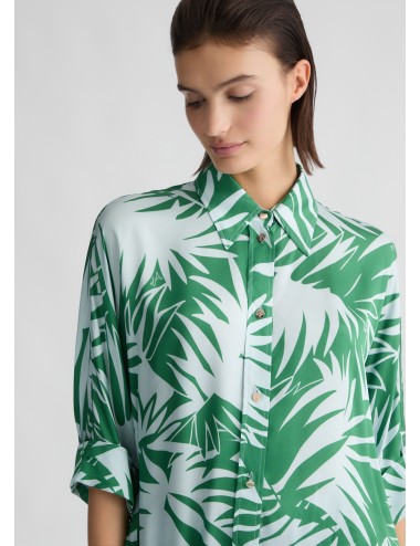 CA5381 CAMICIA IN RASO STAMPATO LIU JO DONNA CAMICIONE SHIRT WOMAN COLORE FELCE