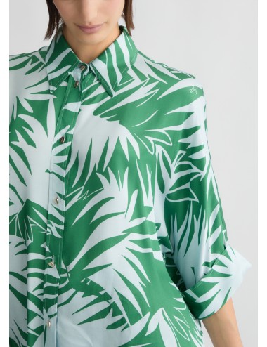 CA5381 CAMICIA IN RASO STAMPATO LIU JO DONNA CAMICIONE SHIRT WOMAN COLORE FELCE