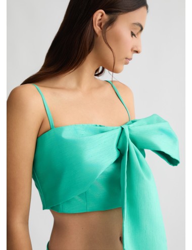 CA5029 TOP DONNA LIU JO CON FIOCCO VERDE SMERALDO CANOTTA ELEGANTE T SHIRT WOMAN