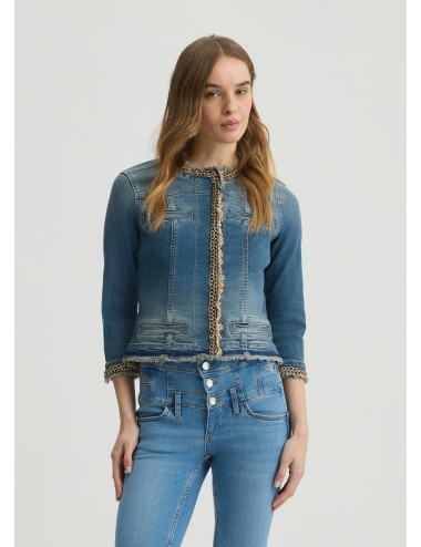 UXX039 77556 GIACCA KATE IN DENIM JEANS LIU JO DONNA GIUBBINO CATENE GIUBBOTTO