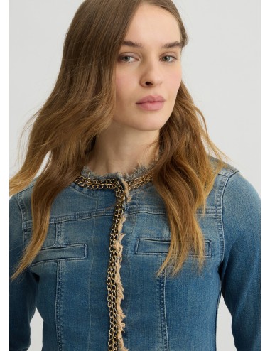 UXX039 77556 GIACCA KATE IN DENIM JEANS LIU JO DONNA GIUBBINO CATENE GIUBBOTTO