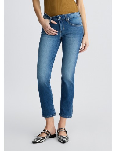 UA5159 JEANS DONNA LIU JO PANTALONE DENIM CROPPED SKINNY PANTALONI STRASS WOMAN