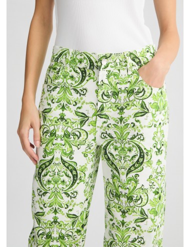 WA5447 PANTALONE STAMPATO LIU JO PANTALONI VERDE 5 TASCHE IN COTONE DONNA WOMAN