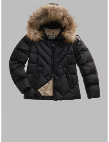 25WBLDC03097 999EI GIUBBINO BLAUER DONNA ALICIA CAPPUCCIO PELLICCIA PIUMINO NERO