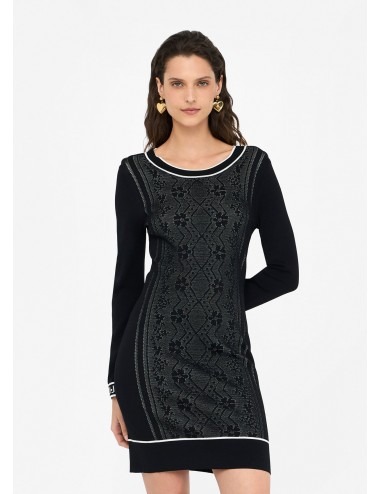 TF5063 ABITO DONNA LIU JO BETTER VESTITO DRESS NERO ABITINO SCOLLO ROTONDO NERO