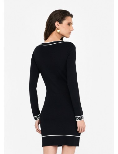 TF5063 ABITO DONNA LIU JO BETTER VESTITO DRESS NERO ABITINO SCOLLO ROTONDO NERO