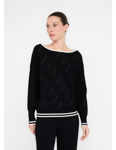 TF5206 03N66 MAGLIA DONNA LIU JO MAGLIETTA CON STRASS DONNA COLORE NERO WOMAN