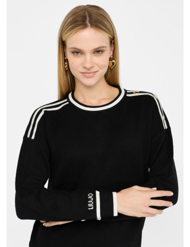 TF5230 03N66 MAGLIA LIU JO BETTER DONNA MAGLIETTA GIROCOLLO WOMAN CON LOGO