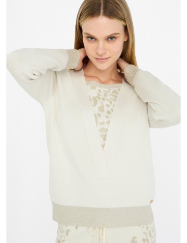 TF5254 MAGLIA DONNA LIU JO BETTER MAGLIONCINO WOMAN SHIRT SCOLLO ROTONDO BIANCO