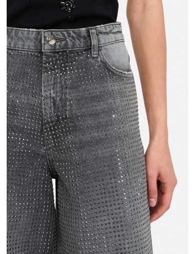 UF5095 JEANS BAGGY CON BORCHIE LIU JO DONNA PANTALONE PANTALONI DENIM GRIGIO