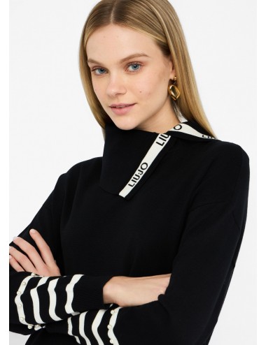 TF5218 MAGLIA LIU JO DONNA MAGLIONCINO COLLO ALTO WOMAN BETTER MAXI POOL LOGO