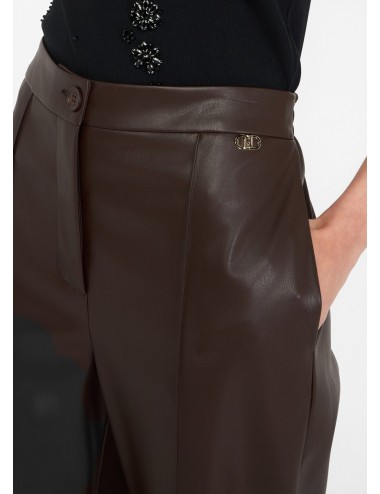 MF5069 PANTALONE DONNA LIU JO EFFETTO SPALMATO ECOPELLE PANTALONI LARGHI WOMAN