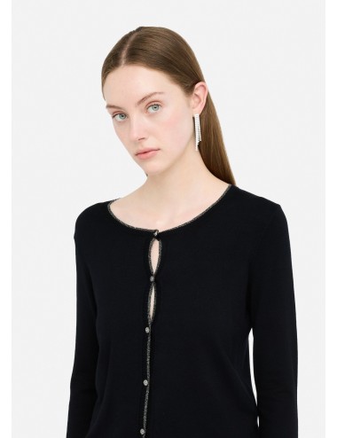 MF5225 22222 MAGLIA DONNA LIU JO CON DETTAGLI LUREX CARDIGAN SHIRT WOMAN NERO