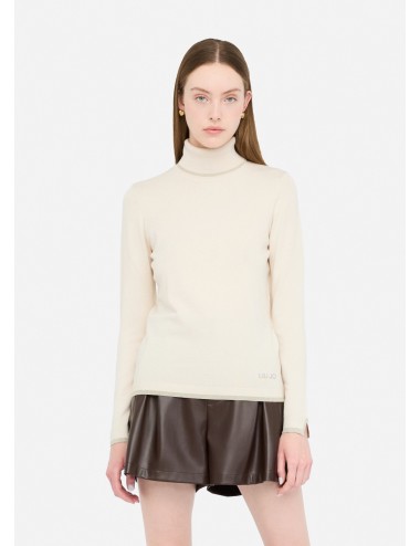 MF5229 20304 MAGLIA DONNA LIU JO DETTAGLI LUREX COLLO ALTO DOLCEVITA SHIRT WOMAN