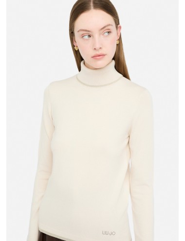 MF5229 20304 MAGLIA DONNA LIU JO DETTAGLI LUREX COLLO ALTO DOLCEVITA SHIRT WOMAN