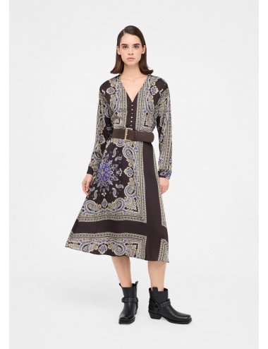 MF5394 ABITO DONNA LIU JO VESTITO MIDI CON CINTURA ABITINO DRESS FANTASIA DRESS