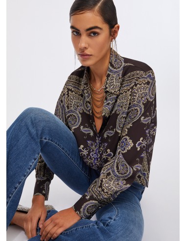 MF5393 CAMICIA DONNA IN TWILL STAMPATO LIU JO SHIRT WOMAN CAMICETTA FANTASIA