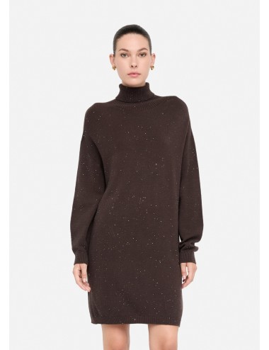 MF5484 ABITO DONNA LIU JO VESTITO IN MAGLIA MICRO PAILLETTES COLLO ALTO DRESS