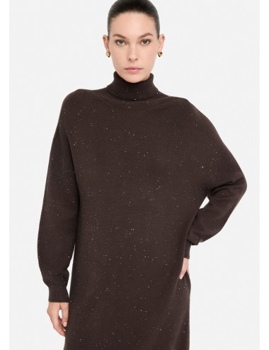 MF5484 ABITO DONNA LIU JO VESTITO IN MAGLIA MICRO PAILLETTES COLLO ALTO DRESS