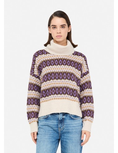 MF5241 MAGLIA DONNA LIU JO DOLCEVITA JACQUARD VIOLA MAGLIONCIO WOMAN SHIRT