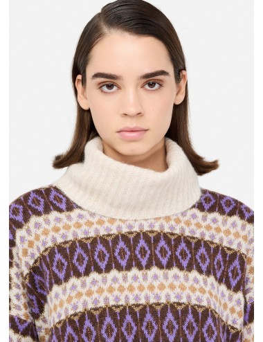 MF5241 MAGLIA DONNA LIU JO DOLCEVITA JACQUARD VIOLA MAGLIONCIO WOMAN SHIRT