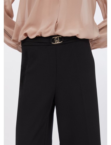 MF5260 PANTALONE CROPPED NERO LIU JO PANTALONI DONNA CON CINTURA LARGHI NERI