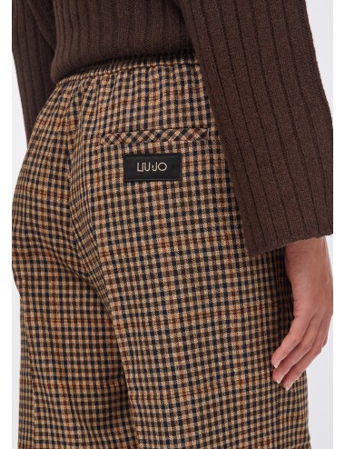 MF5349 PANTALONE DONNA LIU JO PANTALONI QUADRETTI FLARE LARGHI WOMAN COLOR BEIGE