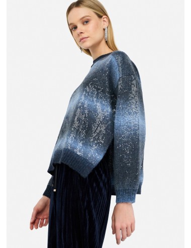 MF5380 MAGLIA DONNA LIU JO CON PAILLETTES MAGLIONCINO WOMAN SPACCHI LATERALI