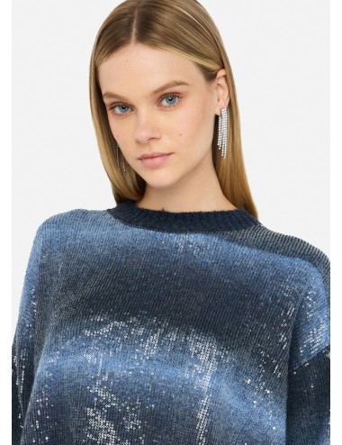 MF5380 MAGLIA DONNA LIU JO CON PAILLETTES MAGLIONCINO WOMAN SPACCHI LATERALI