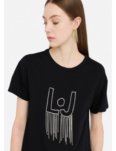 UF5261 M9787 T SHIRT DONNA LIU JO MANICA CORTA MAGLIETTA WOMAN CON DECORAZIONI