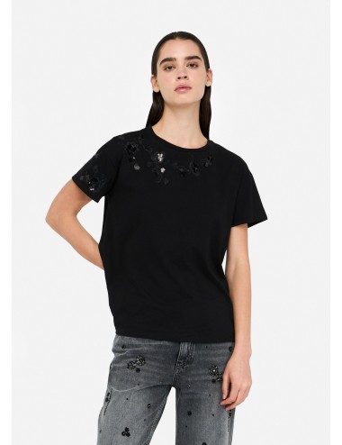 UF5261 W9449 T SHIRT DONNA LIU JO MANICA CORTA MAGLIETTA WOMAN CON DECORAZIONI